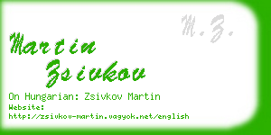 martin zsivkov business card